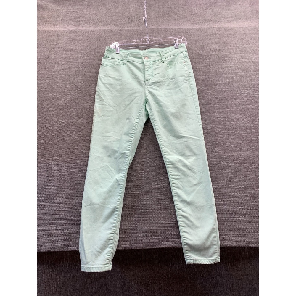 St. John's Bay Jeans Womens 4 Light Green Denim Classic Fit Skinny Leg Mid Rise